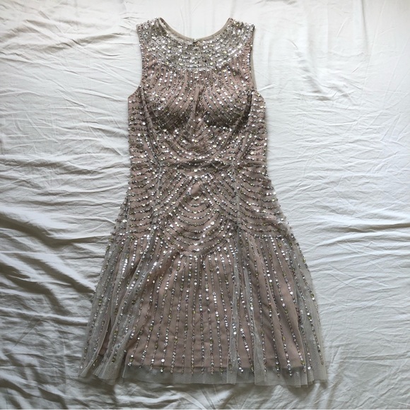 NWT Aidan Mattox Blush Pink Sequin Cocktail Dress - Picture 1 of 7
